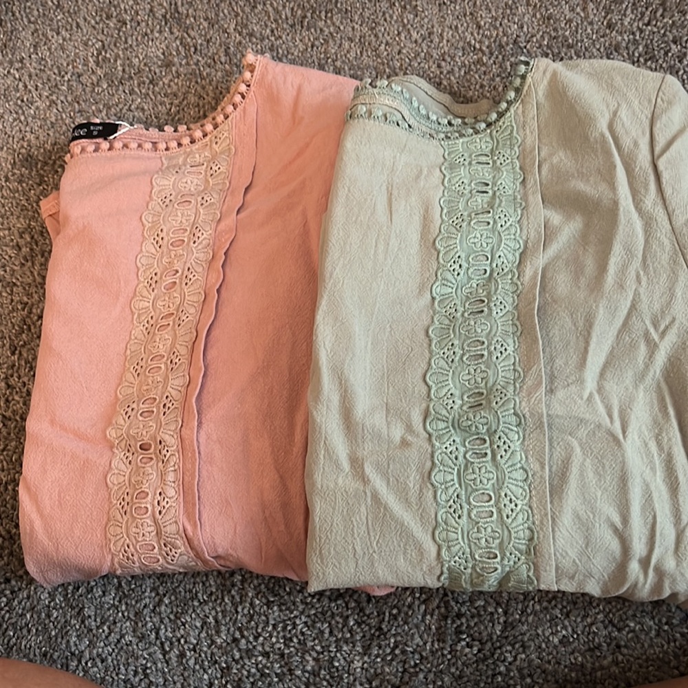 2 items green and pink beautiful tops